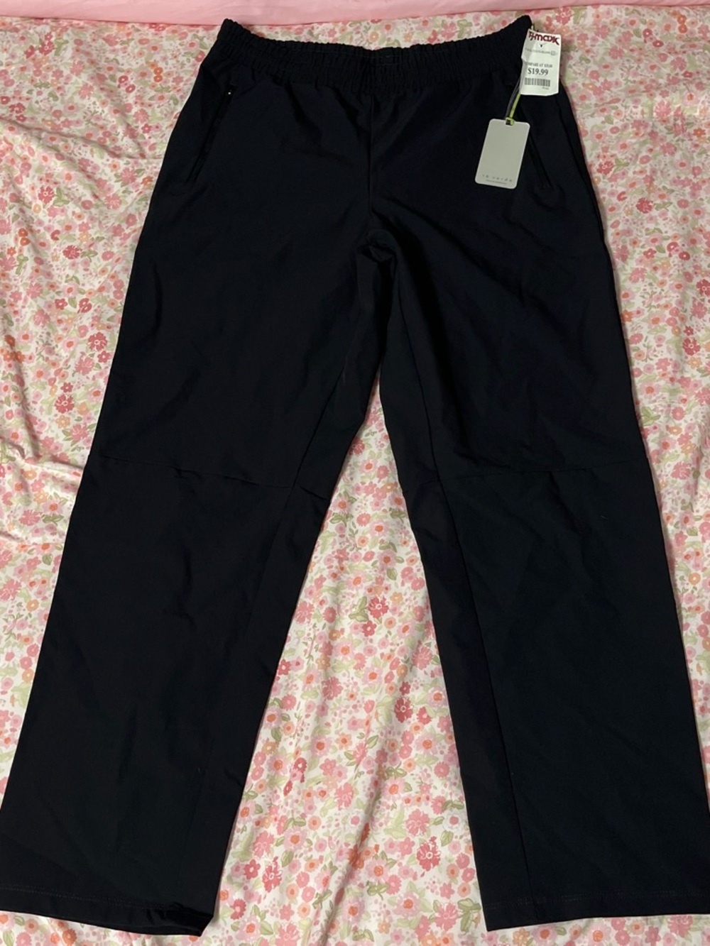 Te Verde Black Straight-Leg Women's Pants with Elastic Waist